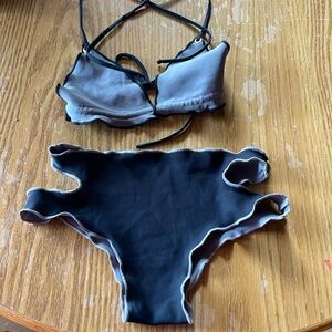 San Lorenzo black gray cutout bikini XS